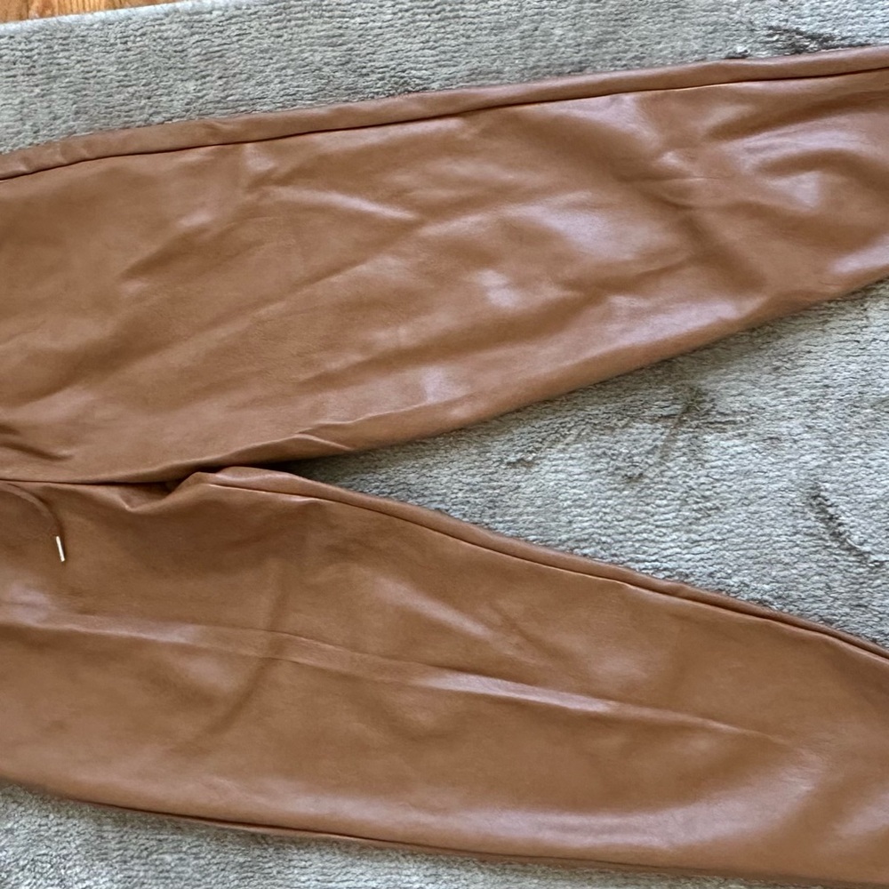 Brown Faux Leather Pants